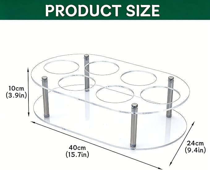 6-Bottle Acrylic Coffee Syrup Organizer, Transparent Oval Syrup Bottle Rack & Holder for Countertop, Fits Standard 16.9oz Syrup Dispensers, Perfect for Home Cafe & Kitchen - Image 5