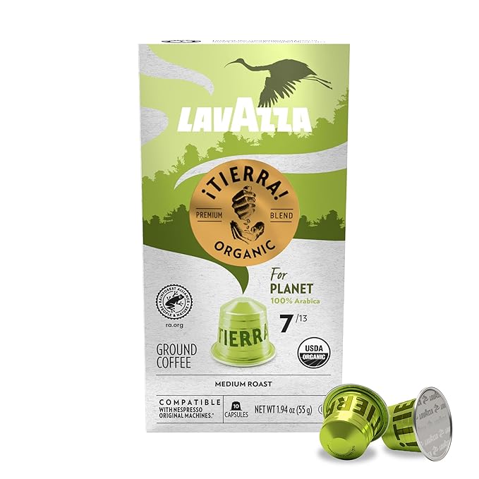 Lavazza ¡Tierra! for Planet Aluminum Capsules Compatible with Nespresso* Original Machines, Medium Espresso Roast, 100% Arabica (60 Capsules), (Pack of 2)