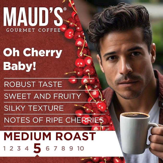 Maud's Cherry Flavored Coffee Pods, 18 ct, Medium Roast Flavored Coffee in Single Serve Pods – 100% Arabica Beans, Compatible with Keurig K Cups Maker - Image 3