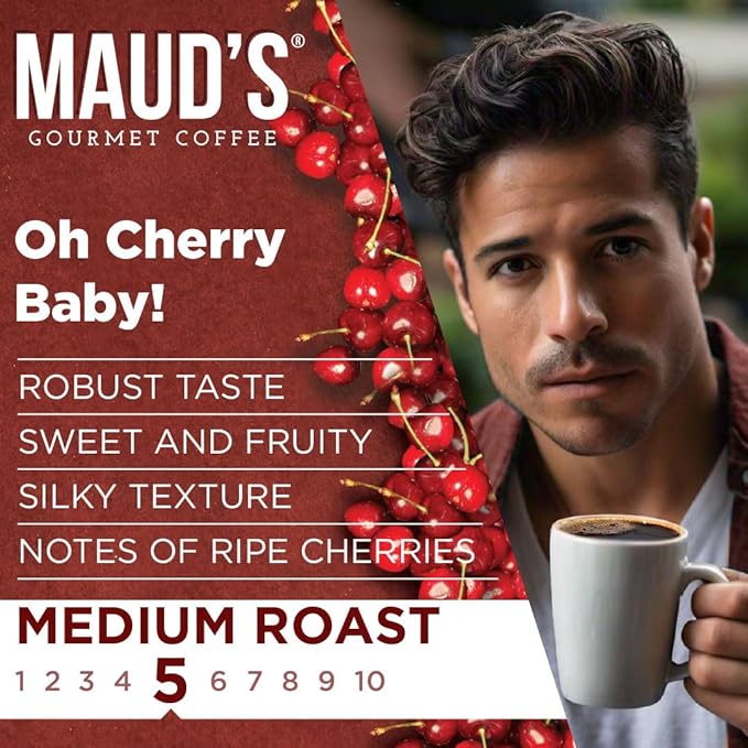 Maud's Cherry Flavored Coffee Pods, 50 ct, Medium Roast Flavored Coffee in Recyclable Single Serve Pods – 100% Arabica Beans, Compatible with Keurig K Cups Maker - Image 3
