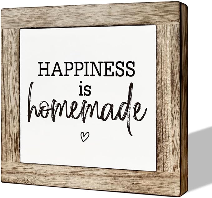 Happiness is Homemade Wooden Sign - Home Decor Accent for Kitchen, Living Room & Housewarming Gift by MLTEye