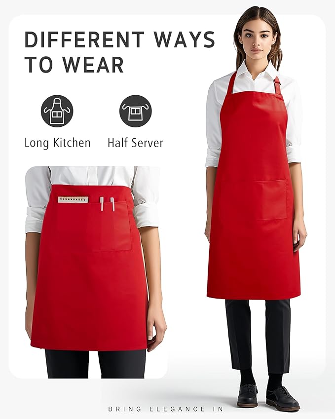 Syntus Chef Apron for Men Women Kitchen Cooking Apron with Pockets, Adjustable Bib Aprons Stain Resistant