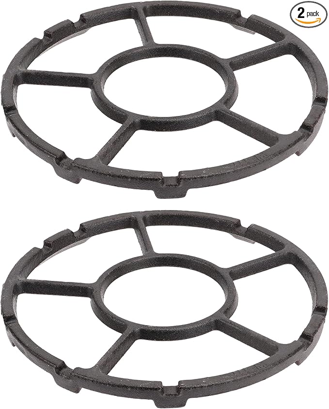 2 Pack Cast Iron Wok Ring for Gas Stove, Universal Non-Slip Wok Support Stand for 4 & 5 Claw Burner Grates, Moka Pot Reducer & Small Pot Grate Stand Replacement Accessories, Black