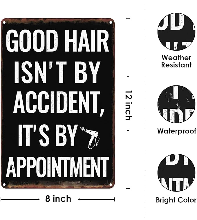 Sanwarm Metal Sign 8X12 Inch, Hair Salon Make An Appointment Vintage Tin Sign Barbershop Wall Decor - Image 2