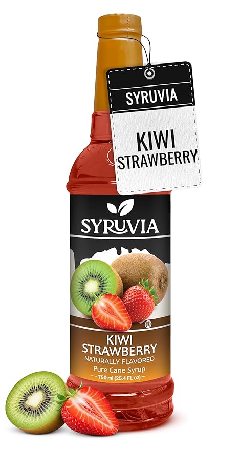 Syruvia Strawberry Kiwi Syrup, Natural Flavors, Syrup for Drinks, Lattes, and Desserts – 25.4 fl oz