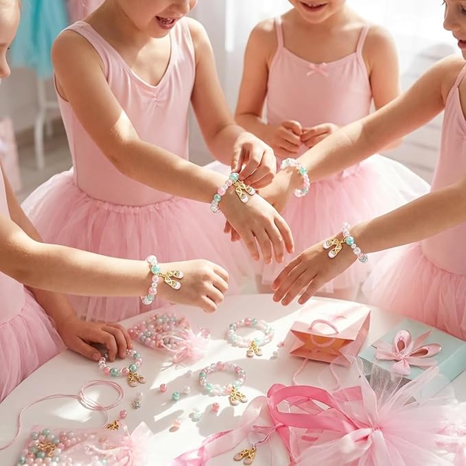 Ecally 12 Pcs Ballerina Party Favors Ballerina Bracelet Bulk Dance Bracelet Gift Party Supplies for Women Costume Jewelry Princess Toddlers Kids Girls