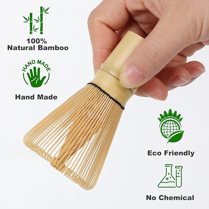 Premium Bamboo Matcha Whisk 120-Prong – Matcha preparation - Making Smooth and Frothy texture – Perfect for Daily Use, Travel, and Gift Giving - Matcha Tea Brush - Matcha whisk set