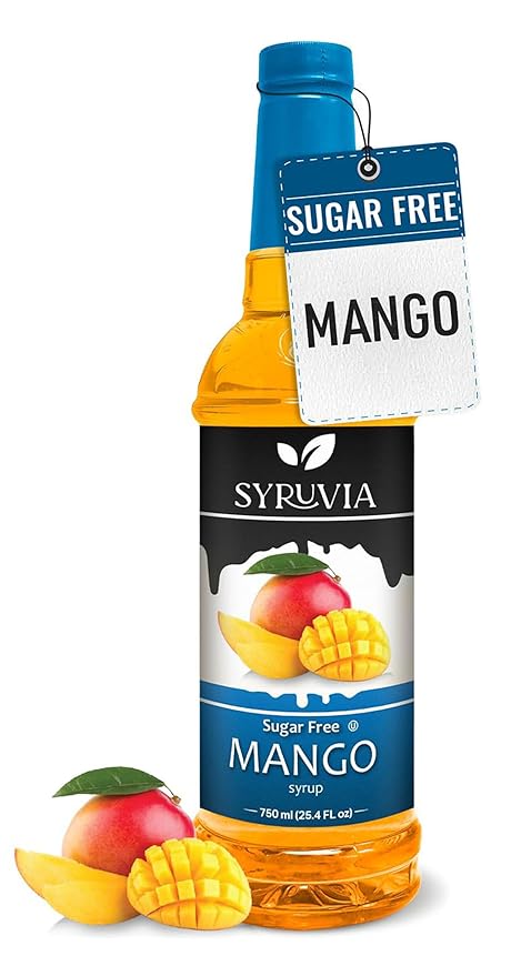 Syruvia Sugar-Free Mango Syrup, Flavored Syrup for Drinks, Cocktails, Lemonades, Iced Teas, and Desserts – 25.4 fl oz