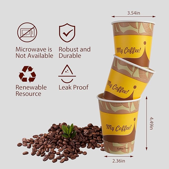 Tamone 100 Pack 12 oz Thanksgiving Cups Fall Disposable Coffee Cups with Lids, Paper Coffee Cups with Lids, Cold/Hot Drinking Paper Cups for Water, Juice or Tea, Disposable Paper Cups for Home