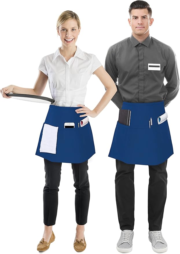 Utopia Wear 4 Pack Server Aprons with 3 Pockets, Waiter and Waitress Waist Aprons for Women with Pockets, Men Short Aprons