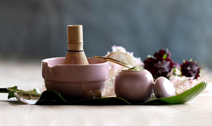 Blush Pink Matcha Set – 7-Piece Ceremonial Matcha Tea Kit with Bowl, Bamboo Whisk & Accessories – Complete Matcha Set for Beginners & Gifts