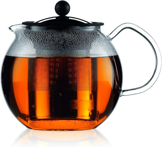 Bodum 34oz Assam Glass Tea Press with Stainless Steel Filter, Brushed