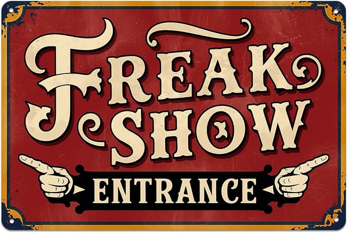 Freak Show Metal Sign Vintage Clown Circus Tin Sign for Home Bedroom Kitchen Bar Garage Cafe Dorm Bathroom Wall Decor 8 x 12 In by Unknown