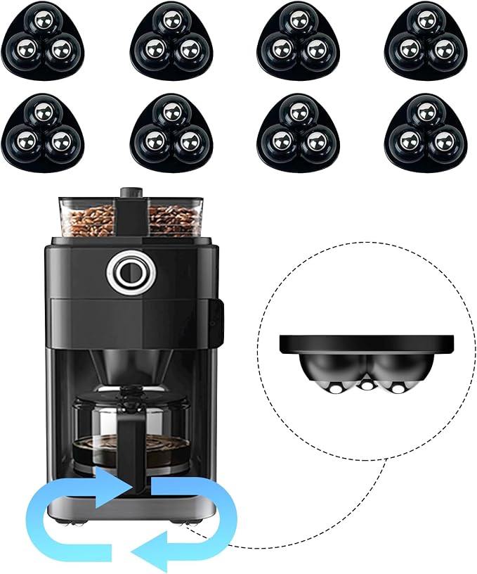 Appliance Casters - Furniture Sliders & Appliance Rollers for Kitchen, Coffee Machine, Blender, Oven - Helps Mom or Wife Easily Solve Countertop Sliding (Black, 8pcs) by Tasttin