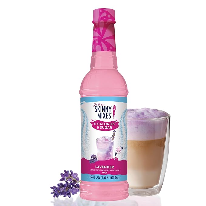 Jordan's Skinny Mixes Sugar Free Syrup, Lavender, Fruit Flavored Water Enhancer, Drink Mix for Iced Tea, Lemonade, Drinks, Low Calorie Water Flavoring, Dairy & Gluten Free Kosher, 25.4 Fl Oz by JordansSkinnyMixes