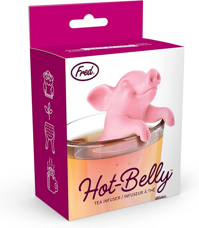 Genuine Fred, HOT BELLY, Pig Reusable Silicone Tea Infuser, Pink, Fun Gift for Tea Lovers, Clever Kitchen Gadget