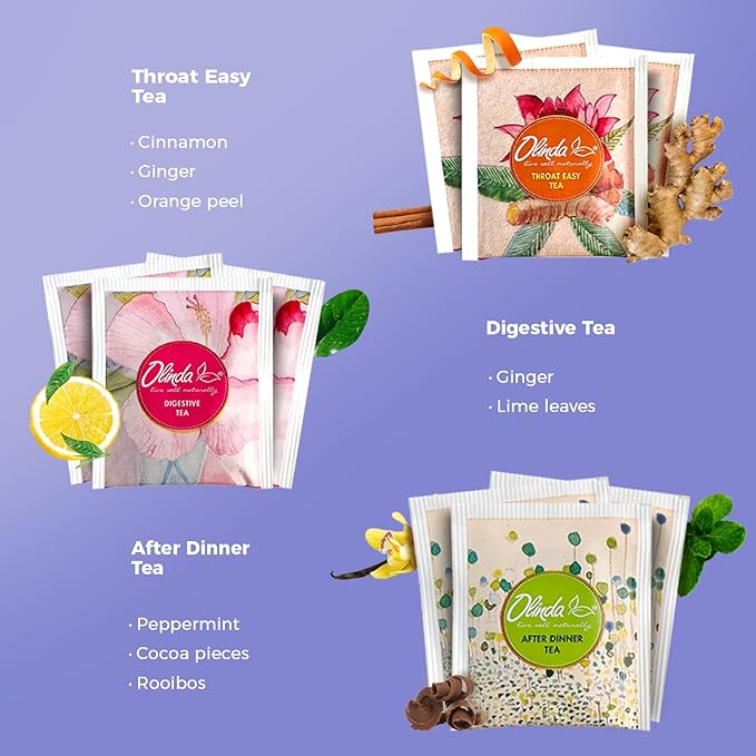 Olinda Relax Tea Sampler Herbal Gift Box 45 Count Assorted Wellness Tea Set 9 Calming Herbal Tea Bags Thoughtful Variety Pack for Stress Relief & Sleep Caffeine Free Birthday Gift for Women
