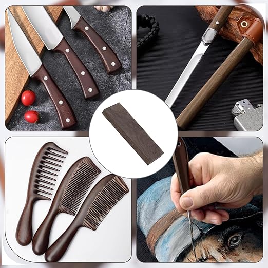 BENECREAT 6pcs Sandalwood Timber Plate, Coffee Natural Wood Knife Handle Scales Rectangle Wood Handle Blanks for DIY Music Instruments Tools Crafts, 4.7x1.6 Inch