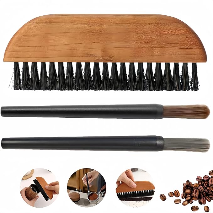 3-Piece Coffee Brush Grinder Cleaning Tool Household Cleaning Brush Set For Removing Coffee Grounds and Table Top Bar Coffee Powder
