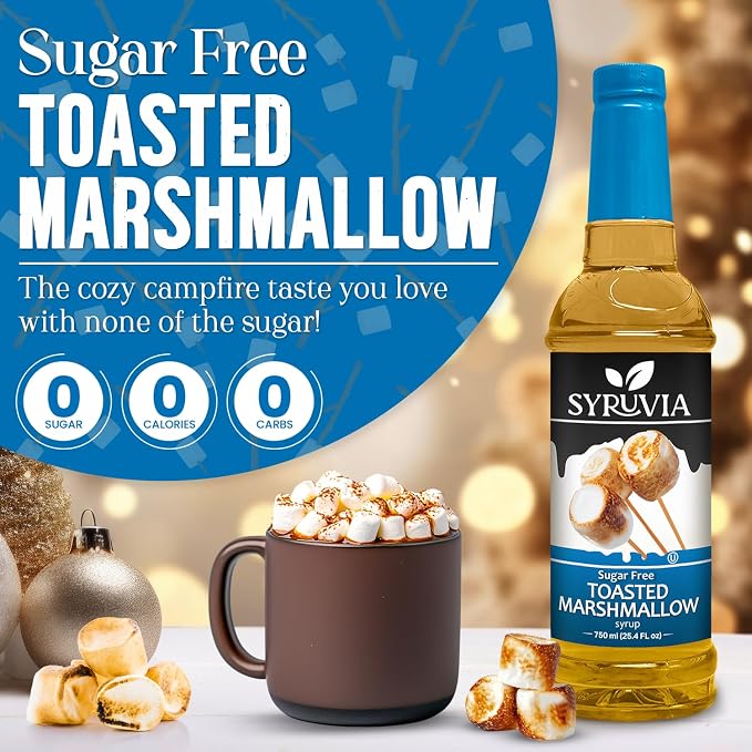 Syruvia Sugar Free Coffee Syrup, Toasted Marshmallow Flavored Syrup for Drinks, Lattes, and Desserts – 25.4 fl oz, With Pump - Image 3