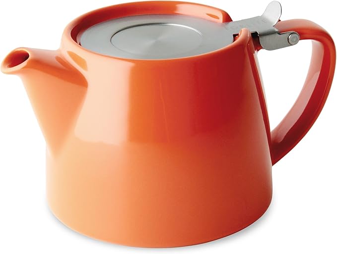 FORLIFE Stump Teapot with SLS Lid and Infuser, 18-Ounce, Carrot