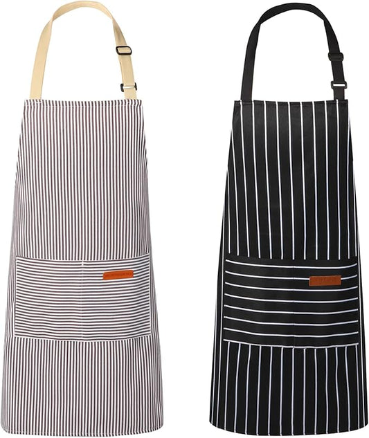 VALOME 2 Pack Kitchen Aprons, Apron for Cooking with 2 Pockets, Unisex Adjustable Neck Strap Chef Aprons for Men Women