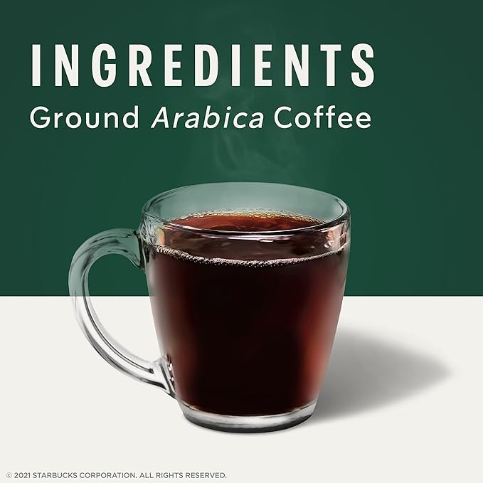 Starbucks Ground Coffee, Dark Roast Hot or Iced Coffee, Italian Roast, Six 18 oz Bags