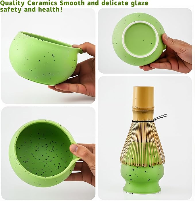 Matcha Whisk Set,5 Pcs Matcha Set,Matcha Kit for Ceremony,Tradition Tea Set for Making Breakfast/Latte,Matcha Whisk Set with Bowl(Chawan)/Whisk and Stainless Sifter,Gift for Family/Friend