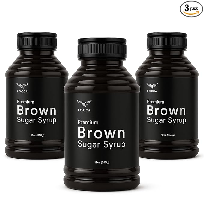 Brown Sugar Syrup, Black Sugar Syrup for Boba Tea, Coffee, Bubble Tea DIY Boa Supply by Locca 12 Oz (Pack of 3) by Locca