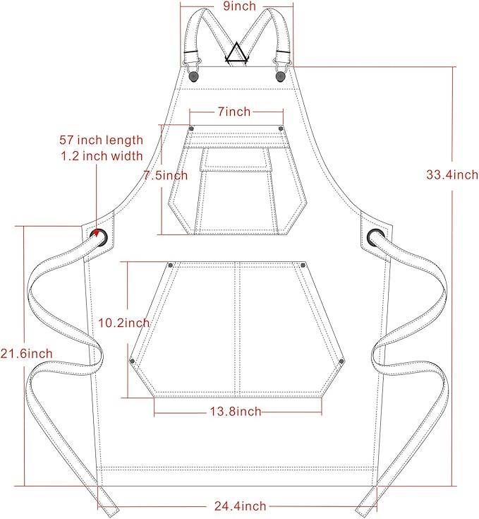 Jeanerlor - Cotton Denim Shop Black Tool Aprons with Pockets for Men - Jean Work Aprons for Men Cross Straps & Adjustable L to XXL