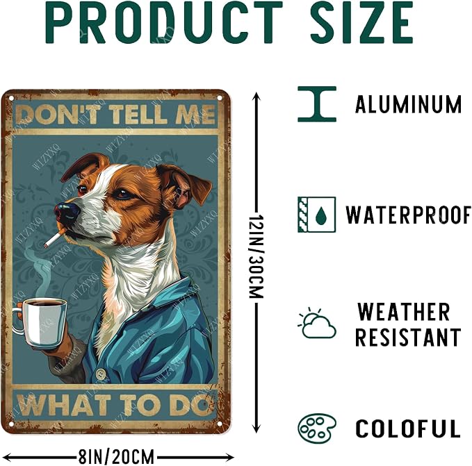 Metal Signs Jack Russell Dog Funny Vintage Tin Sign Retro Wall Decor for Home Office Farmhouse Yard Garden Shop Cafe 8×12 Inches - Image 2