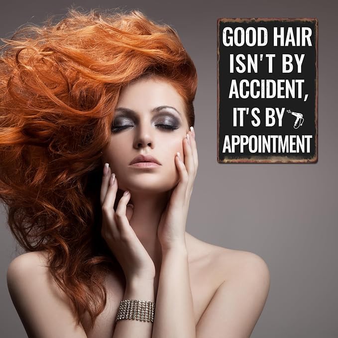 Sanwarm Metal Sign 8X12 Inch, Hair Salon Make An Appointment Vintage Tin Sign Barbershop Wall Decor - Image 5