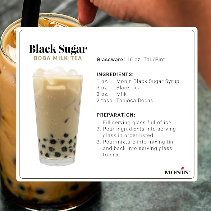 Monin - Black Sugar Syrup, Versatile Flavor, Natural Flavors, Great for Coffees, Cocktails, Shakes, and Kids Drinks, Non-GMO, Gluten-Free (1 Liter) - Image 4