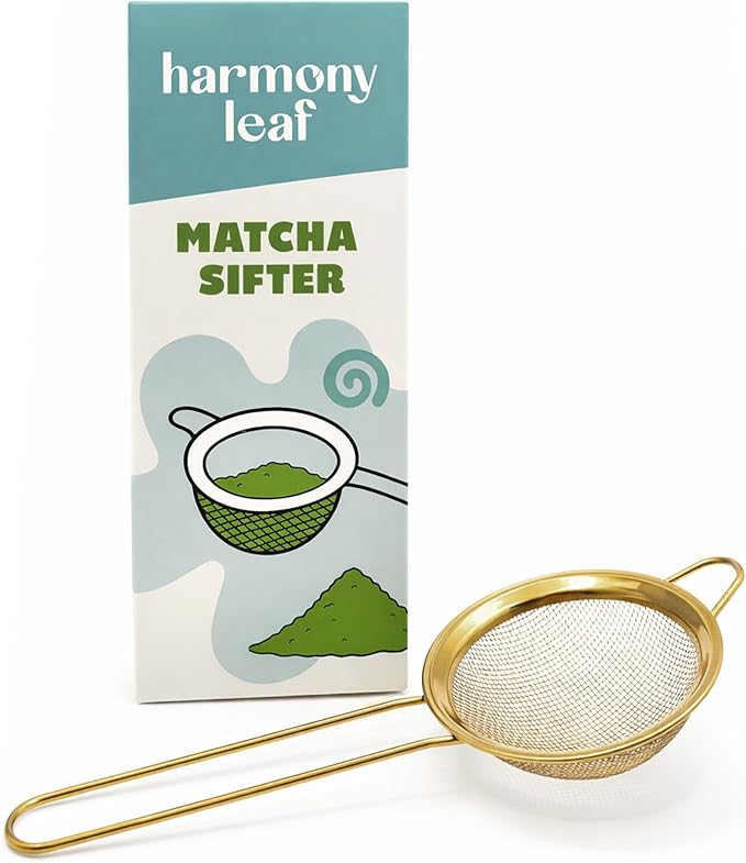 Harmony Leaf Matcha Sifter, Fine Mesh Stainless Steel Strainer for Matcha Powder, Prevents Clumps for Smooth Tea, Multi-Use Sifter for Baking, Tea, and Coffee