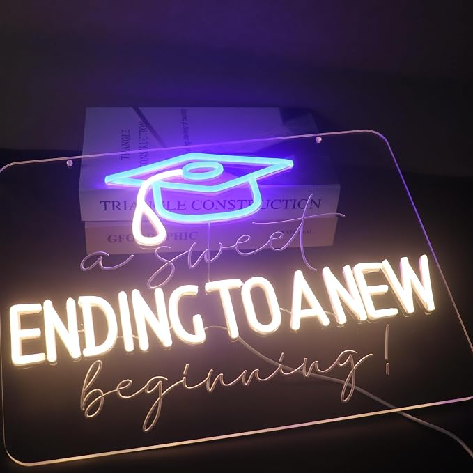 "A Sweet Ending, A New Beginning" Graduation Cap Light - Celebratory & Hopeful LED Wall Art for Dorm, Study, Grad Party Decor or Gift, Dimmable USB, Timeless Keepsake for the Class of 2026 & Beyond - Image 7