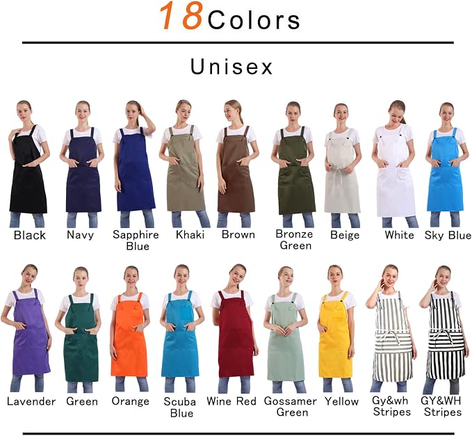 BIGHAS H Back Style Apron with Pocket for Women, Men Adjustable Large Size Comfortable, Kitchen, Home, Cooking 12 Colors - Image 6