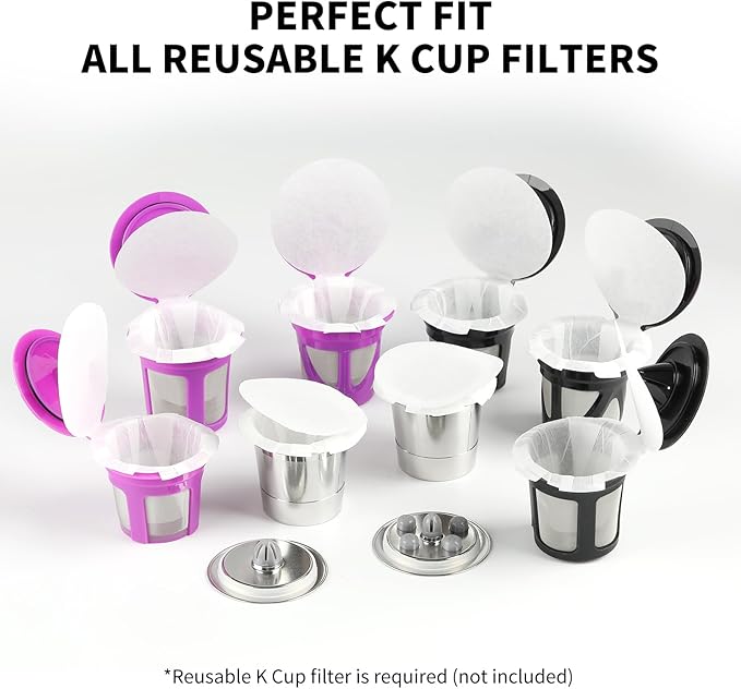 200 Count Fanativita K Cup Filters Disposable with Genius Lid Design, Fit All Reusable K Cups for Keurig (White) (Pack of 2)