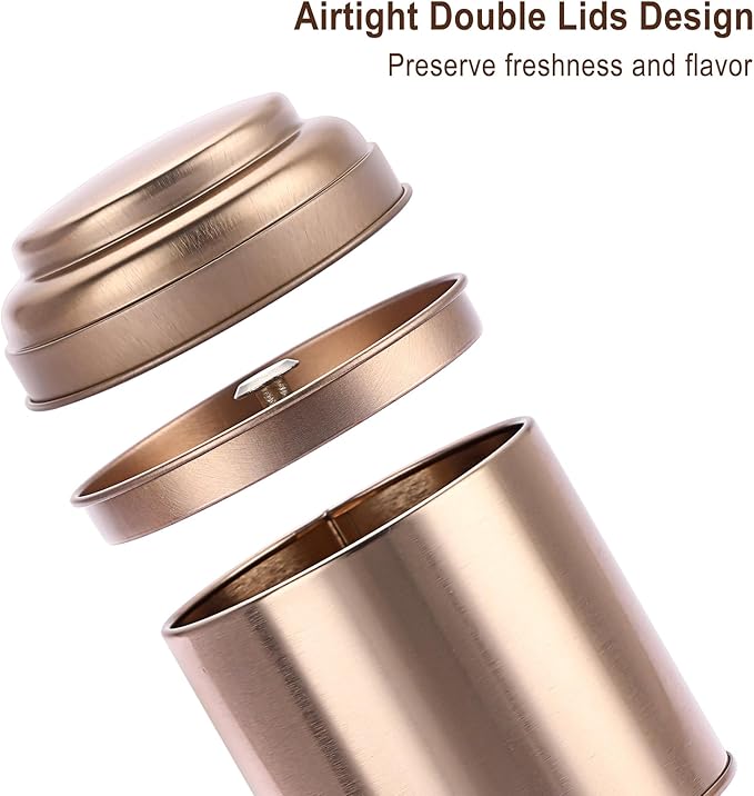 JUXYES Pack of 6 Tea Tins Canister with Airtight Double Lids, 8 fl oz Loose Leaf Tea Storage Airtight Kitchen Canisters Tins Can Box for Storage Loose Tea Coffee Herbs and Spices