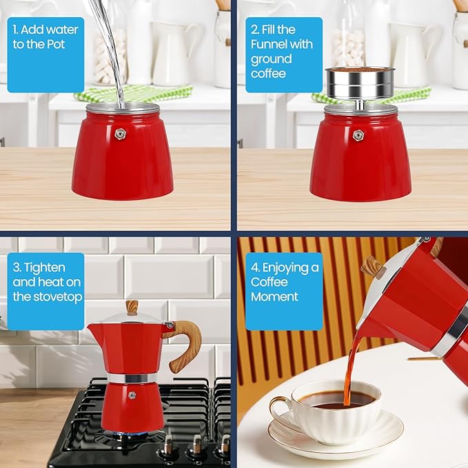 12 Cup Moka Pot Aluminum 600ml Italian Coffee Maker Stovetop Espresso CoffeeMakers Mocha Pot Percolator for Electric Ceramic Stove Classic Greca Cafe Makers Portable for Easy Brewing