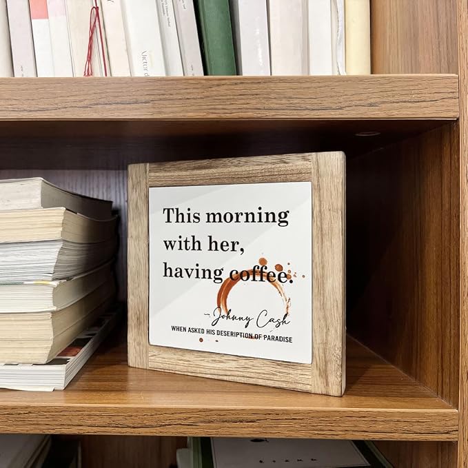 Coffee Decor Set, Wooden Box Signs for Home Decor, Farmhouse Wood Sign, Cafe Table Desk Decortion, This Morning With Her Having Coffee Sign - Image 5