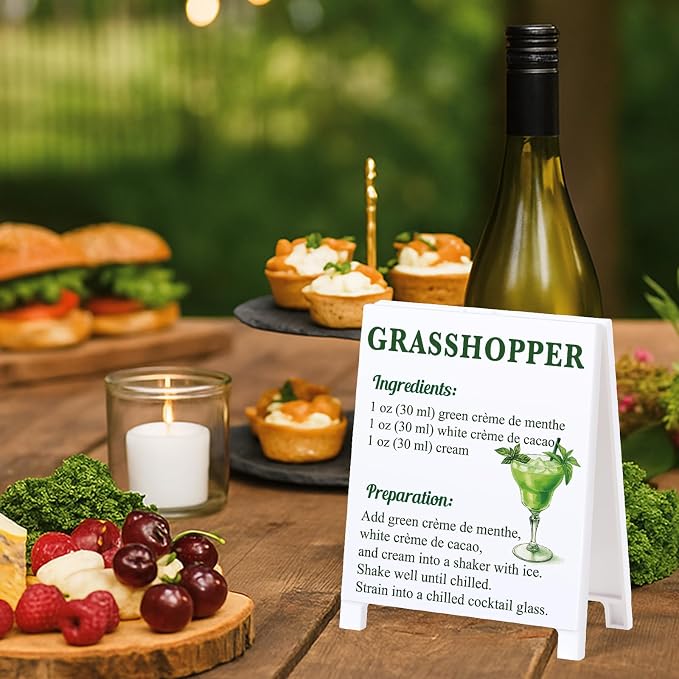 Grasshopper Recipe Rustic Bar Decor for Home Cafe Farmhouse Cocktail Sign for Kitchen Bar Cart Accessories Mixology Christmas Gift for Bartender Men Women New Couple - 5.59 x 4.33 inch Acrylic Sign - Image 3