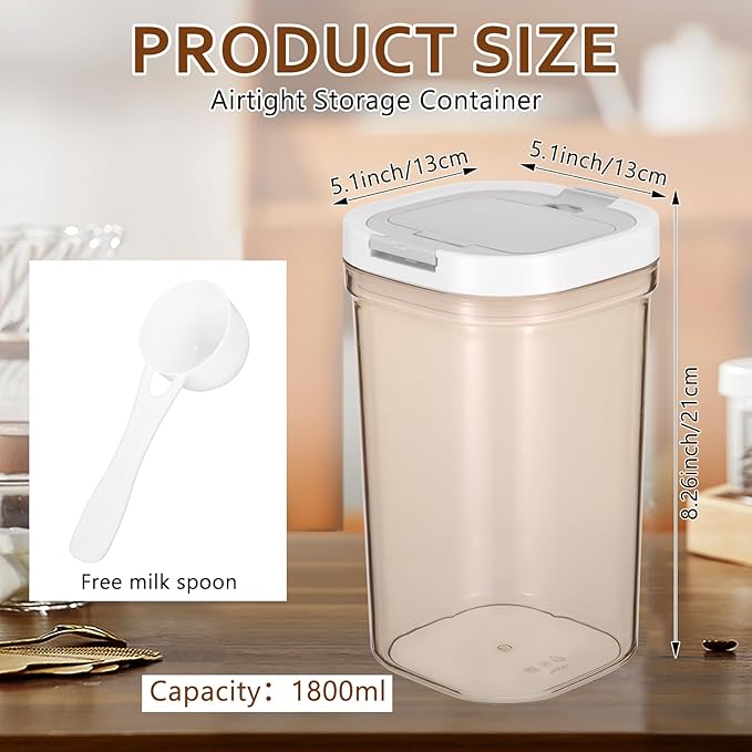 2 Pcs Airtight Coffee Canister, 60oz Large Coffee Storage Container with Scoop, Food Storage for Coffee, Tea, Beans, Sugar, Flour, Cereal and More (1.8 Liters)
