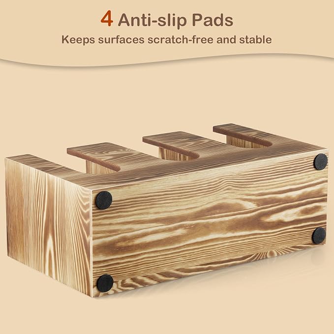 Wooden Coffee Cup and Lid Organizer for Countertop, 3 Compartments Cup Holder Dispenser, Fits 16–24 oz Disposable Cups, Coffee Bar Cup Organizer, Breakroom Kitchen Counter Cup Holder - Image 6
