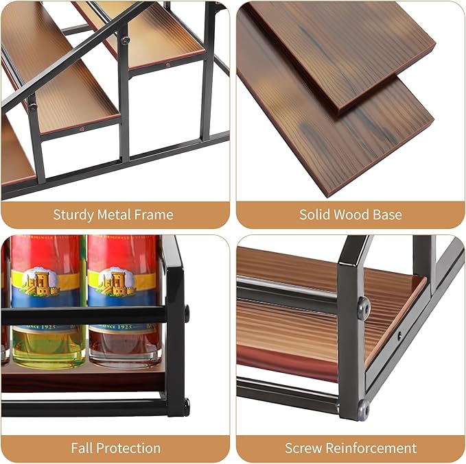 Coffee Syrup Organizer Rack, 4-Tier 16 Syrup Bottles Holder Stand for Freestanding Shelves for Coffee Bar Station,Kitchen, Syrup Wine Dressing Cocktail