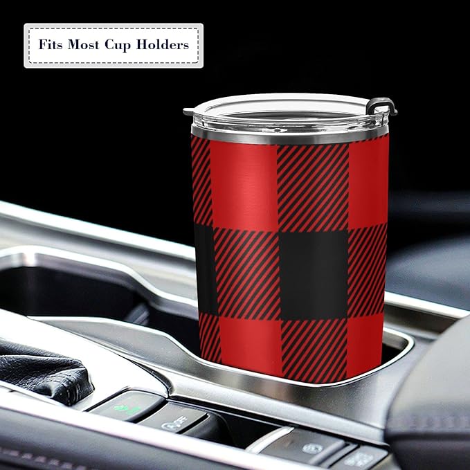 Christmas Tumbler Retro Buffalo Plaid Insulated Coffee Cup Back to School Beverage Container Office Travel Mug with Straw and Lid 20oz Holiday New Year Gift