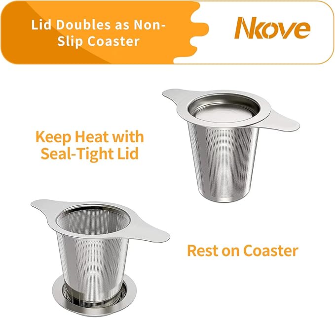 Universal Tea Infuser with Lid Stainless Steel Filter Fits Mugs Cups Teapots Food Grade