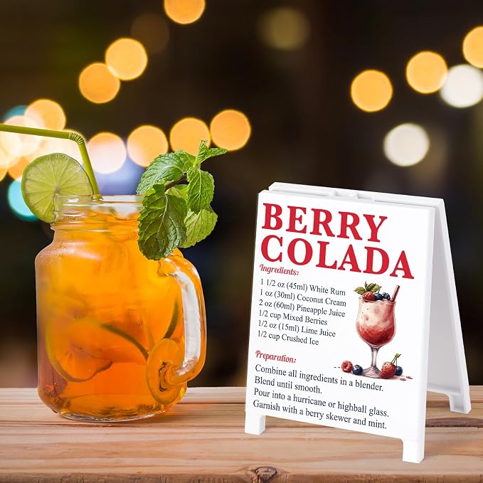 Berry Colada Recipe Rustic Bar Decor for Home Cafe Farmhouse Cocktail Sign for Kitchen Bar Cart Accessories Mixology Christmas Gift for Bartender Men Women New Couple - 5.59 x 4.33 inch Acrylic Sign - Image 7