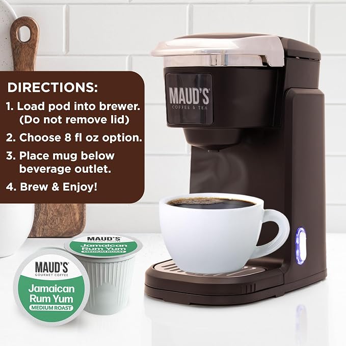 Maud's Jamaican Rum Yum Flavored Coffee Pods, 18 ct, Medium Roast Flavored Coffee in Single Serve Pods – 100% Arabica Beans, Compatible with Keurig K Cups Maker - Image 5