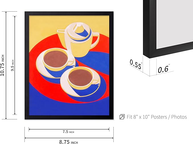 Poster Master Vintage Food & Drink Poster - Retro Colorful Coffee Print - Café Wall Art - Gift for Barista, Coffee Lovers, Café Owner - Decor for Dining Room, Kitchen, 8x10 Black Framed