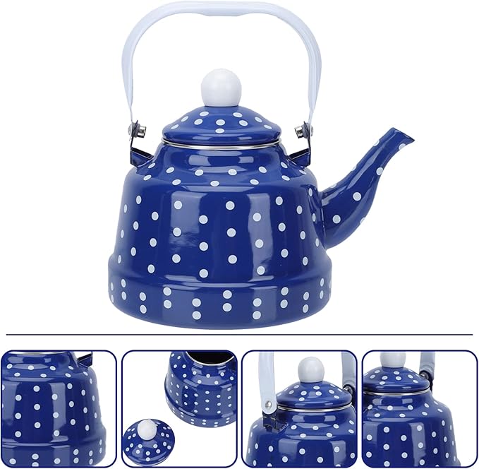 Cabilock 1.7Quart Vintage Enamel Tea Kettle,Enamel stovetop Kettle with Porcelain Handle,Home Kitchen Decor Colorful on Steel Teapot for Hot Water